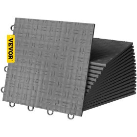 VEVOR Garage Tiles Interlocking, 12'' x 12'', 25 pcs, Graphite Grey Garage Floor Covering Tiles, Non-Slip Diamond Plate Garage Flooring Tiles, Support