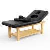 80 Inches Wide - Quality Leather Beauty Spa Furniture Massage Table Bed Wooden Facial Bed Wooden Beauty Bed - Black