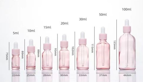 Glass Fine Oil Bottle Avoid Light Glue Head Dropper Bottle  Stock Bottling Cosmetics (Option: Pink-30ml)