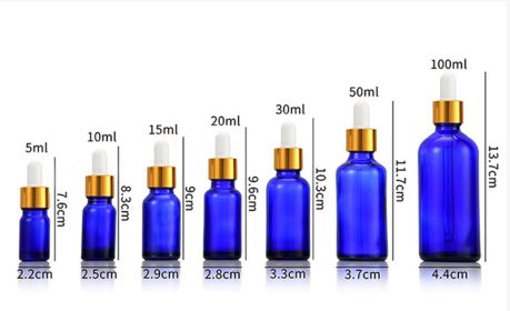 Glass Fine Oil Bottle Avoid Light Glue Head Dropper Bottle  Stock Bottling Cosmetics (Option: Blue-20ml)